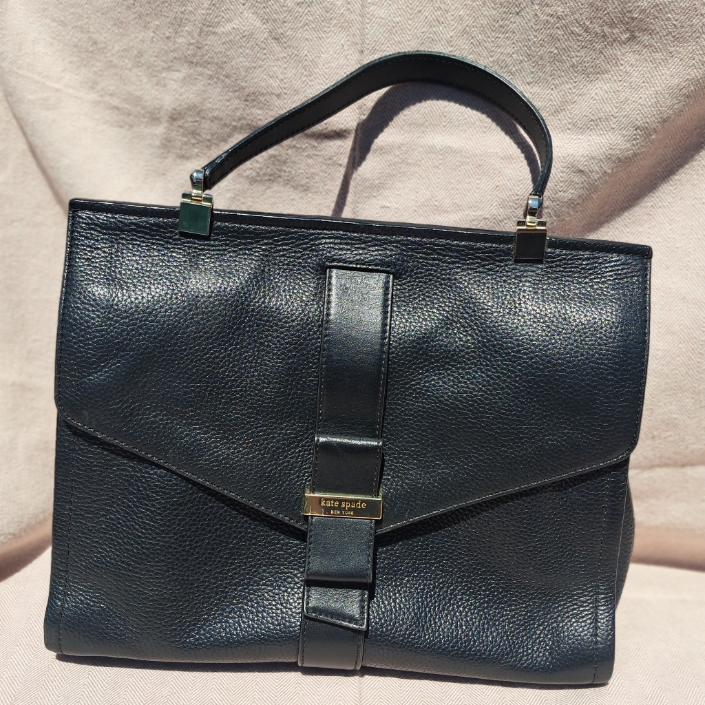 Kate Spade Black Leather Bow Bag Single Strap Snap Close Euc